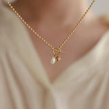 Minimalist INS Holiday Style OT Buckle Natural Pearl Necklace