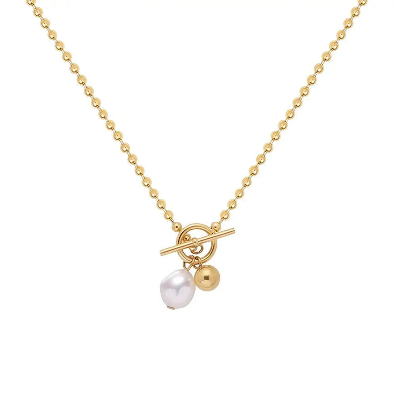 Minimalist INS Holiday Style OT Buckle Natural Pearl Necklace