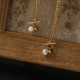 Minimalist INS Holiday Style OT Buckle Natural Pearl Necklace
