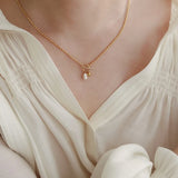 Minimalist INS Holiday Style OT Buckle Natural Pearl Necklace