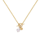 Minimalist INS Holiday Style OT Buckle Natural Pearl Necklace