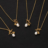 Minimalist INS Holiday Style OT Buckle Natural Pearl Necklace