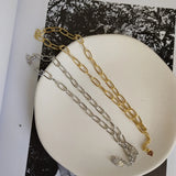 Minimalist Industrial Punk Link Chain 925 Sterling Silver Choker Necklace