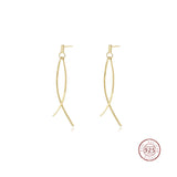 Geometric Tassel Cross Stud Earrings 925 Sterling Silver Party Jewelry