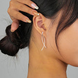 Geometric Tassel Cross Stud Earrings 925 Sterling Silver Party Jewelry