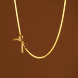 Minimalist Knot Bow Choker Necklace 18k Plated Stainless Steel