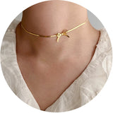 Minimalist Knot Bow Choker Necklace 18k Plated Stainless Steel