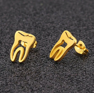 Dentist Tooth Stud Earrings Punk Stainless Steel