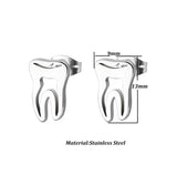 Dentist Tooth Stud Earrings Punk Stainless Steel