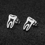 Dentist Tooth Stud Earrings Punk Stainless Steel