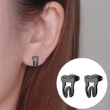 Dentist Tooth Stud Earrings Punk Stainless Steel