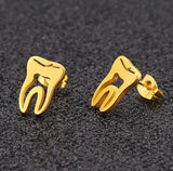 Dentist Tooth Stud Earrings Punk Stainless Steel