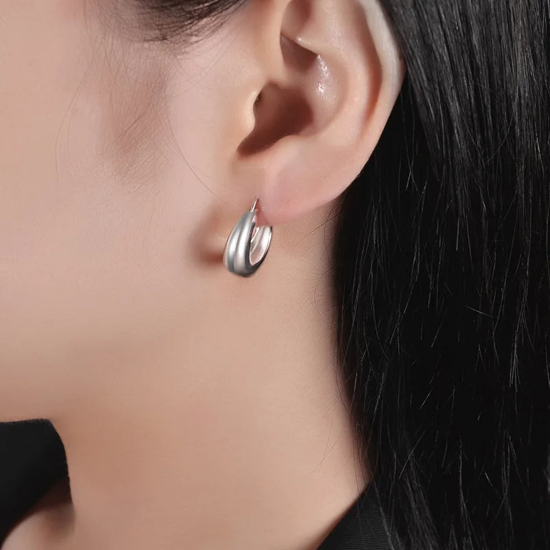Vintage Party Jewelry Stainless Steel Hoop Earrings for Women