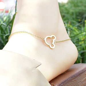 Minimalist Mickey Mouse Bracelet Anklet for Women Girls Beach Jewelry