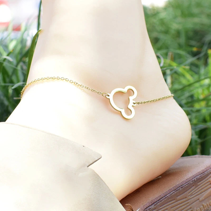 Minimalist Mickey Mouse Bracelet Anklet for Women Girls Beach Jewelry