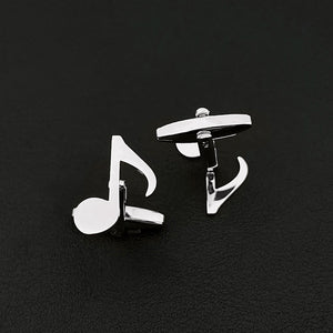 Minimalist Music Note Cufflinks Stainless Steel Jewelry Wedding Accessory