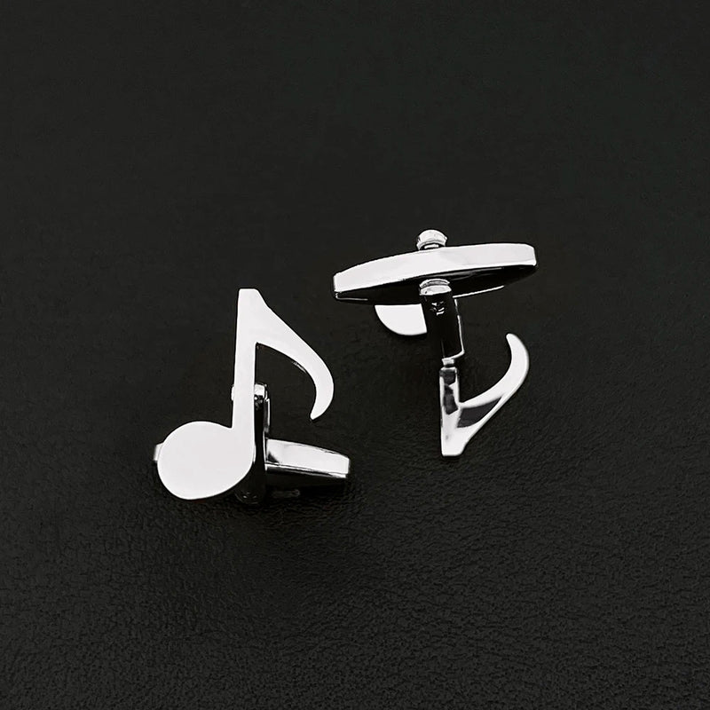Minimalist Music Note Cufflinks Stainless Steel Jewelry Wedding Accessory