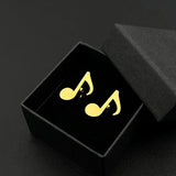 Minimalist Music Note Cufflinks Stainless Steel Jewelry Wedding Accessory