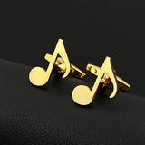 Minimalist Music Note Cufflinks Stainless Steel Jewelry Wedding Accessory