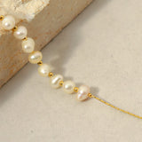 Minimalist Freshwater Pearl Bead Bracelet Stainless Steel Chain