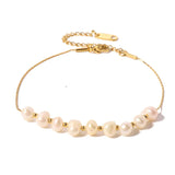 Minimalist Freshwater Pearl Bead Bracelet Stainless Steel Chain