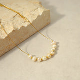 Minimalist Freshwater Pearl Bead Bracelet Stainless Steel Chain