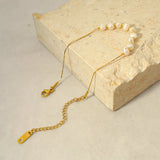 Minimalist Freshwater Pearl Bead Bracelet Stainless Steel Chain