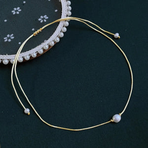 Minimalist Multicolor Freshwater Pearl Necklace Baroque Rope Chain