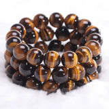Natural Stone Beads Buddha Bracelet Brown Tiger Eyes Yoga Meditation