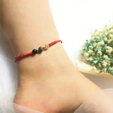 Natural Stone Quartz Crystal Anklet For Women Adjustable red Rope Ankle