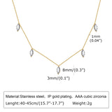 Minimalist Necklace with Cubic Zirconia Stone, Delicate Chain, Stainless Steel