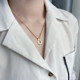 Minimalist Oval O-shaped Pendant Necklace Female Temperament Smooth Jewelry