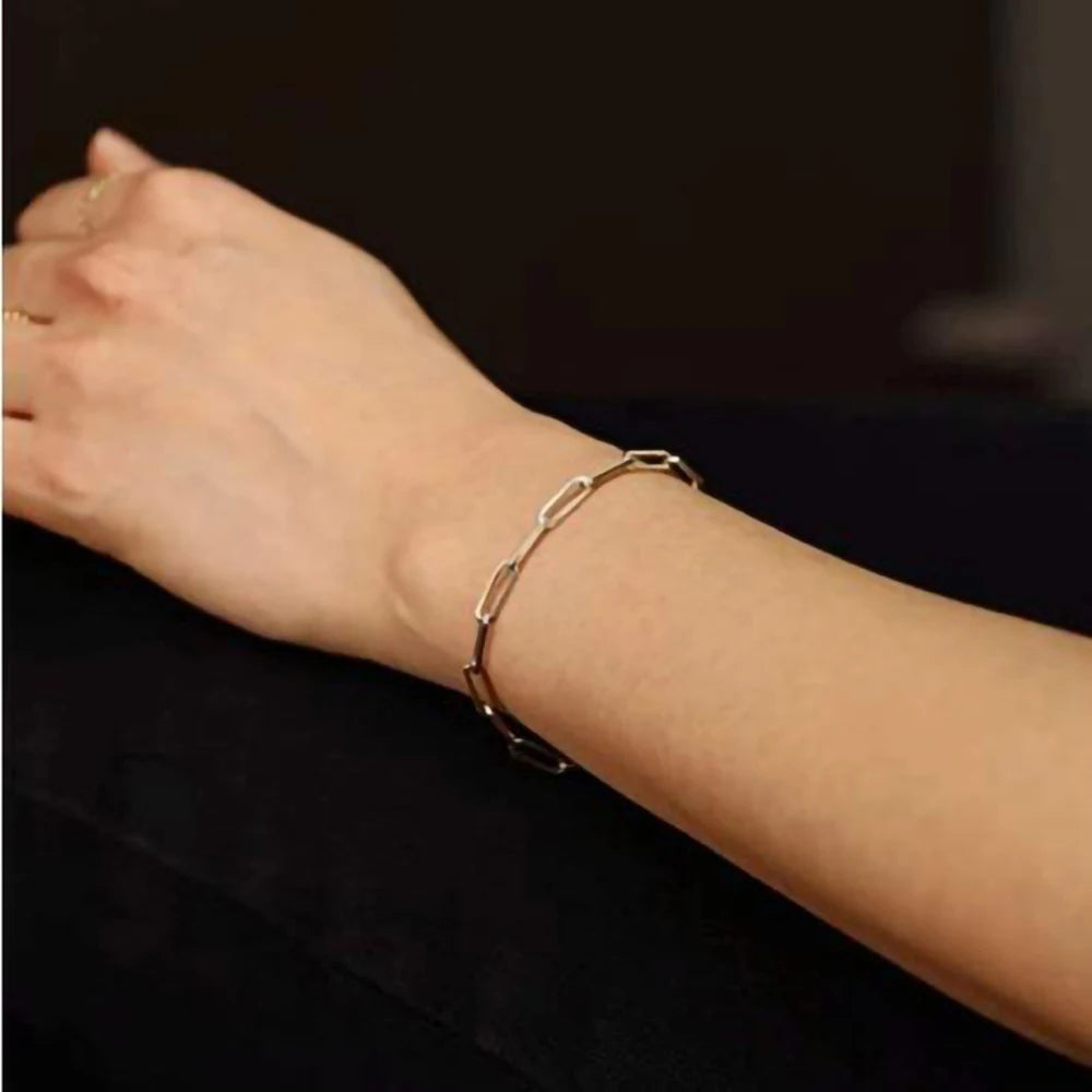 Minimalist Paperclip Chain Bracelet Stainless Steel Boho Jewelry