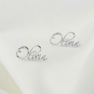 Personalized Cursive Name Earrings Stainless Steel Jewelry