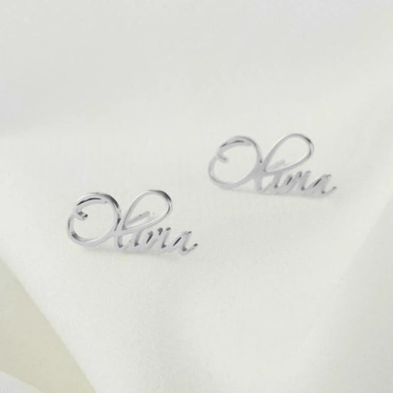 Personalized Cursive Name Earrings Stainless Steel Jewelry