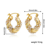 Minimalist Chunky Hoop Earring Punk Stainless Steel Pearls CZ Huggie Jewelry