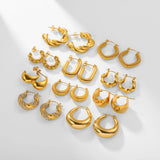 Minimalist Chunky Hoop Earring Punk Stainless Steel Pearls CZ Huggie Jewelry