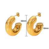 Minimalist Chunky Hoop Earring Punk Stainless Steel Pearls CZ Huggie Jewelry