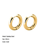 Minimalist Chunky Hoop Earring Punk Stainless Steel Pearls CZ Huggie Jewelry