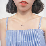 925 Sterling Silver CZ Round Pendant Choker Necklace