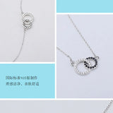 925 Sterling Silver CZ Round Pendant Choker Necklace