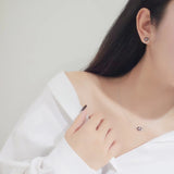 925 Sterling Silver CZ Round Pendant Choker Necklace