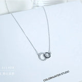 925 Sterling Silver CZ Round Pendant Choker Necklace