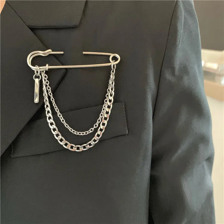 Minimalist Retro Punk Big Pins Cross Metal Brooch for Women Man Couple