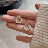 Rhinestone Pearl Stud Earrings Party Wedding Jewelry
