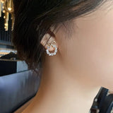 Rhinestone Pearl Stud Earrings Party Wedding Jewelry