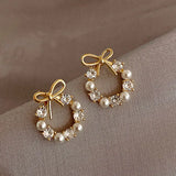 Rhinestone Pearl Stud Earrings Party Wedding Jewelry