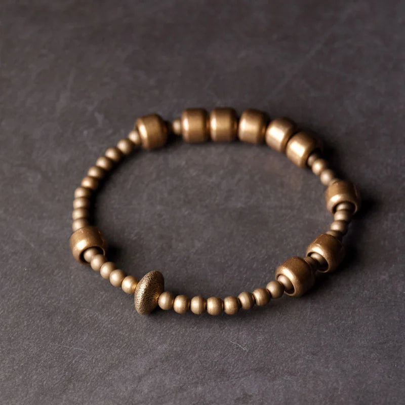 Rugged Copper Stretch Bracelet Oxidized Rock Punk Style Metal Unisex Gift