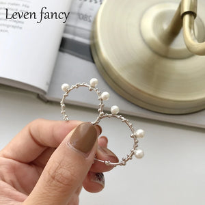 Minimalist Shell Pearl Twig Tree Branch Hoop Earrings Sterling Silver 925