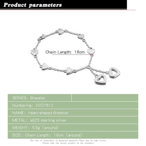 Sterling Silver Love Heart Bracelet for Women